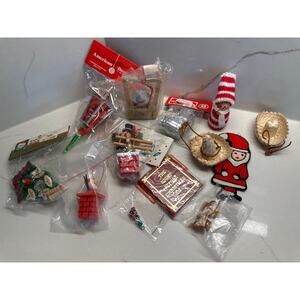 14 Assorted Vintage 1970’s Wood Plastic Ornaments - Kurt Adler